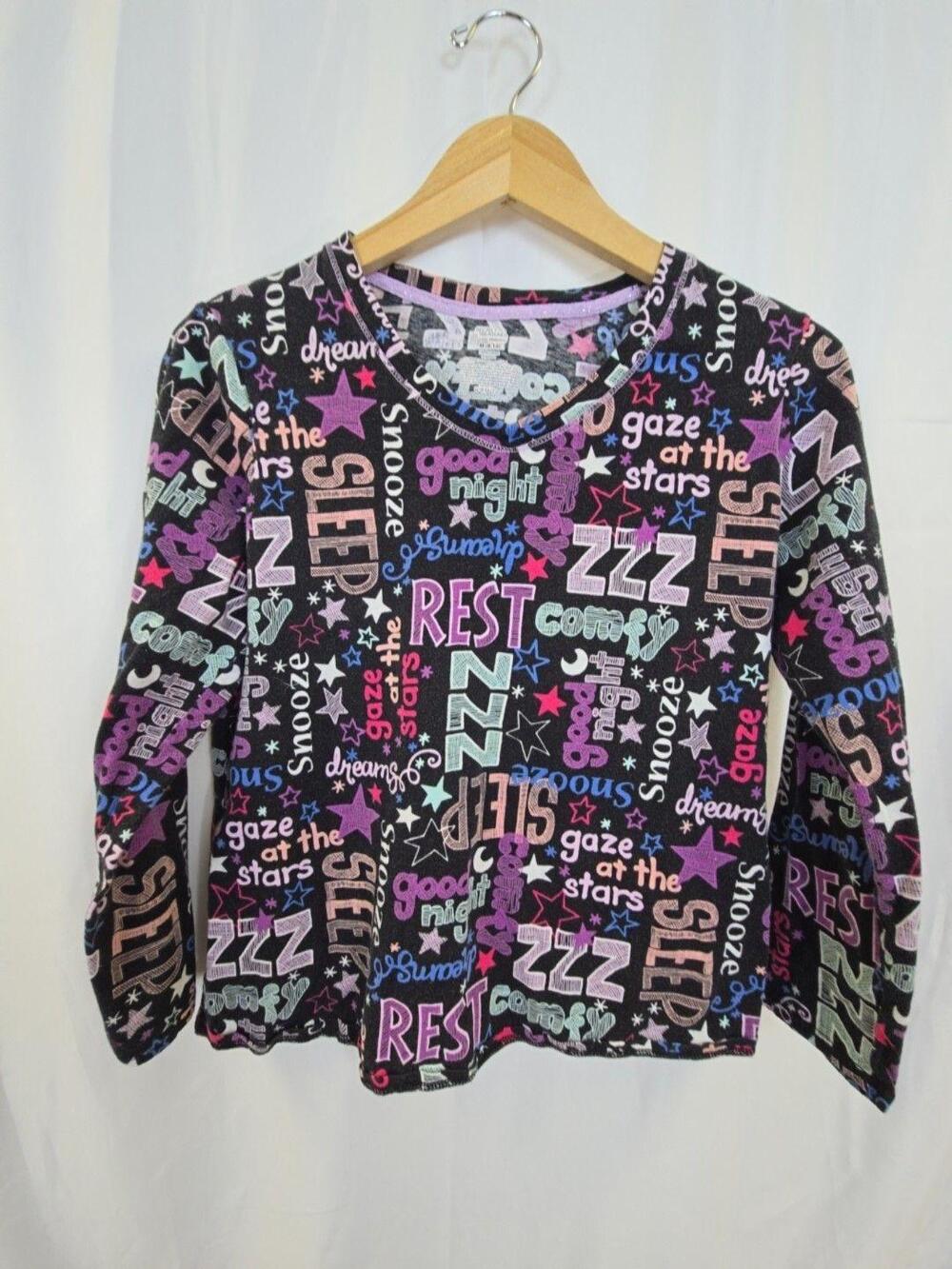 Secret Treasures Pajama Top Girls 8-10 Multicolor Stars Graphic Sleepwear